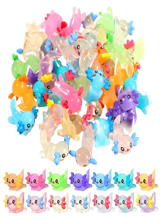 Sonwyoung 98 Pcs 14 Colors Mini Axolotl Figures Color and Luminous Mini Resin Axolotl Glow in The Dark Tiny Charm Craft for DIY Garden Dollhouse Decoration - Image 1